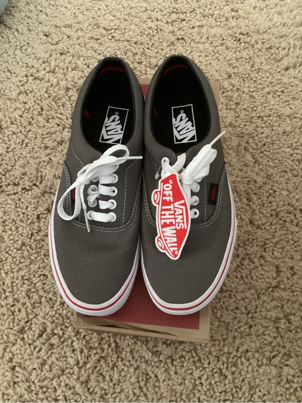 Vans Men’s Authentic Canvas Sneakers - Gray with White Trim - Picture 1 of 3
